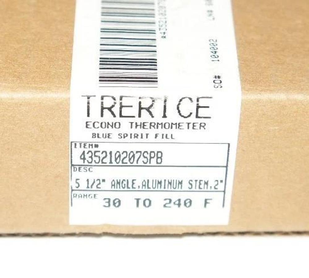NEW TRERICE 435210207SPB ECONO THERMOMETER, 5 1/2" ANGLE, 2" ALUMINUM STEM