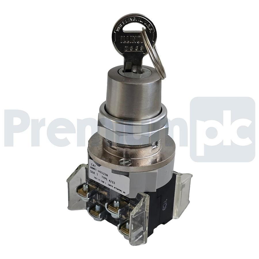 Allen-Bradley 800T-H3123B /T Selector Switch 30mm 2Pos Cylinder Lock 2 NO / 2 NC