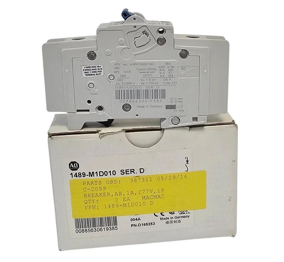 NIB ALLEN BRADLEY 1489-M1D010 SER. D CIRCUIT BREAKER (QTY:2)