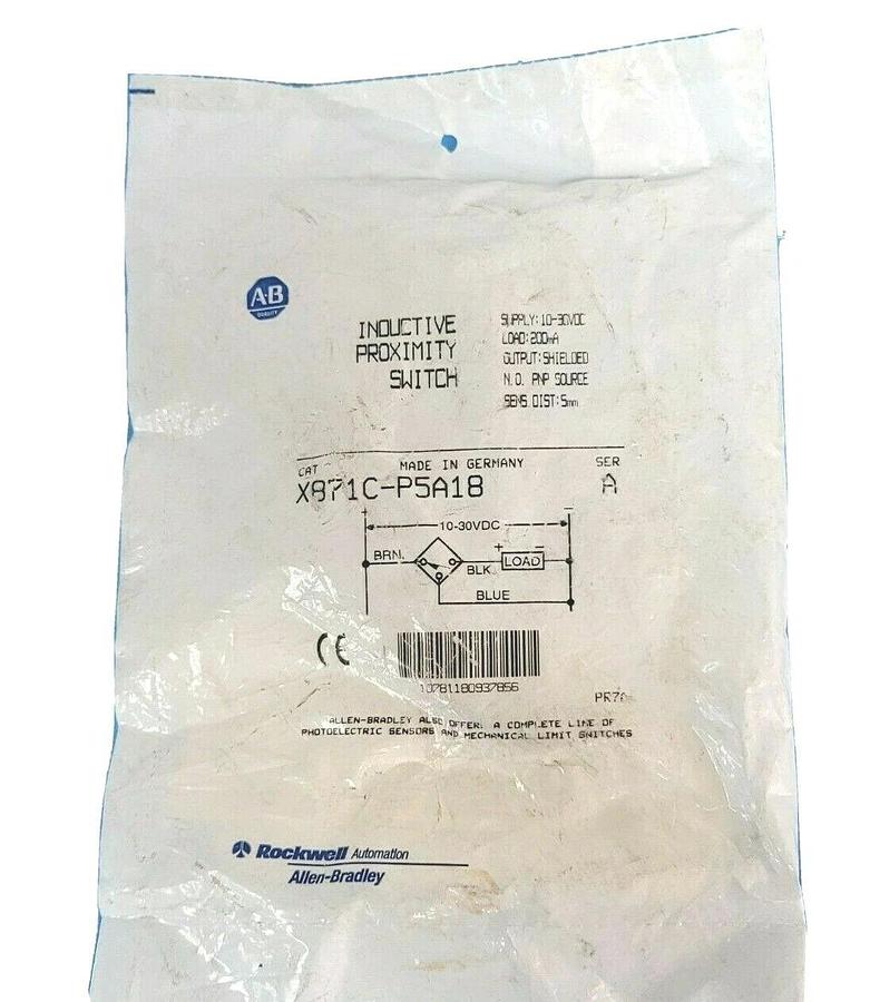 Used ALLEN BRADLEY X871C-P5A18 PROXIMITY SWITCH X871CP5A18 SER. A