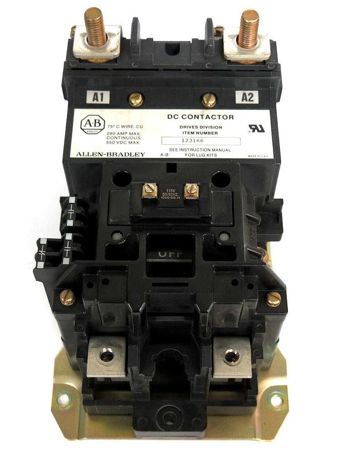 Used ALLEN BRADLEY 123166 DC CONTACTOR 280AMP, 550VDC, 115V COIL