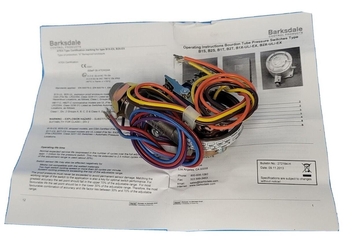 Used NEW BARKSDALE B2S-H48SS B2S SERIES PRESSURE SWITCH B2SH48SS