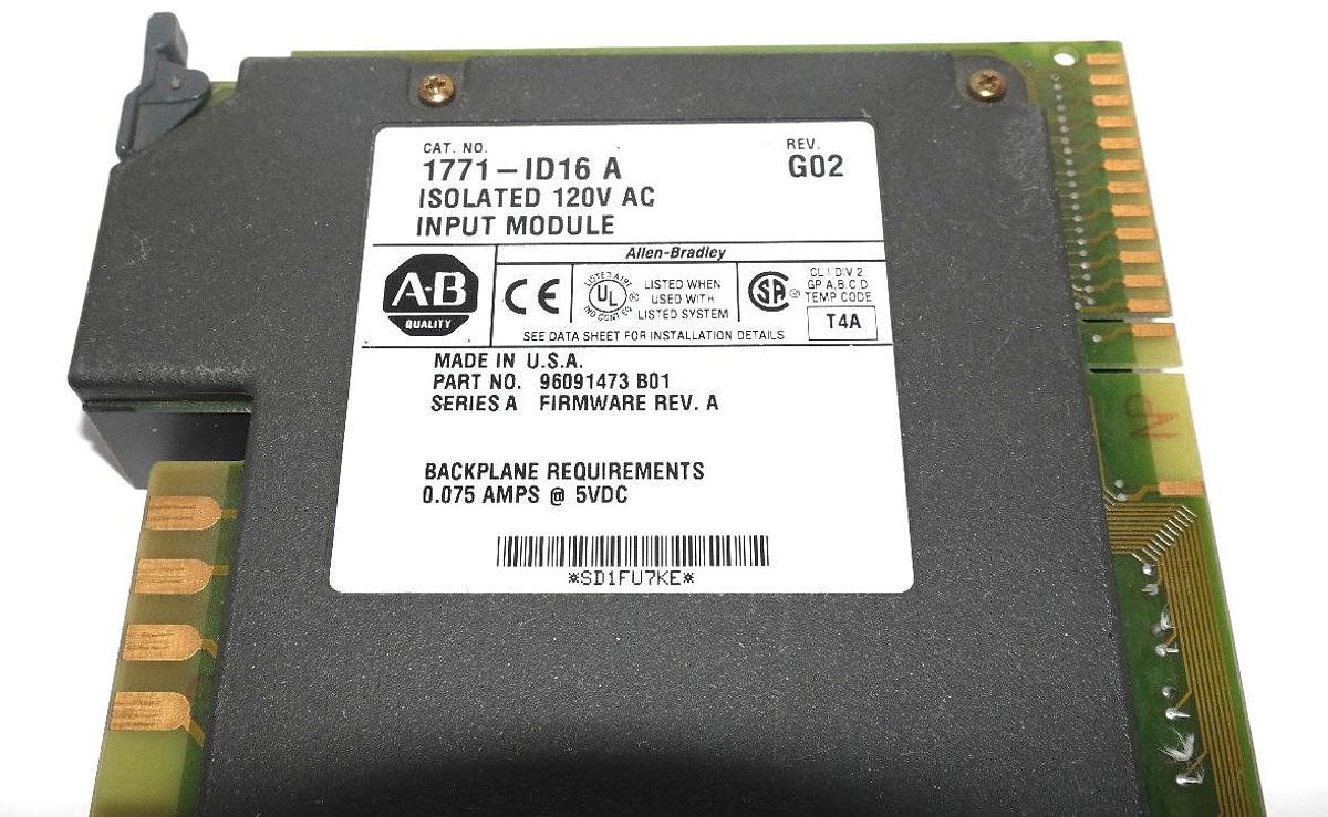 Used ALLEN BRADLEY 1771-ID16 A ISOLATED 120V AC INPUT MODULE P/N: 96091473 B01