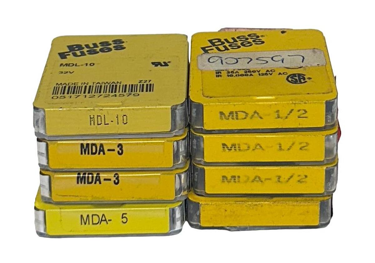 Used 37 COOPER BUSSMANN MDA-1/2 / MDA-3 / MDA-5 / MDL-10 MINI FUSES NSMP