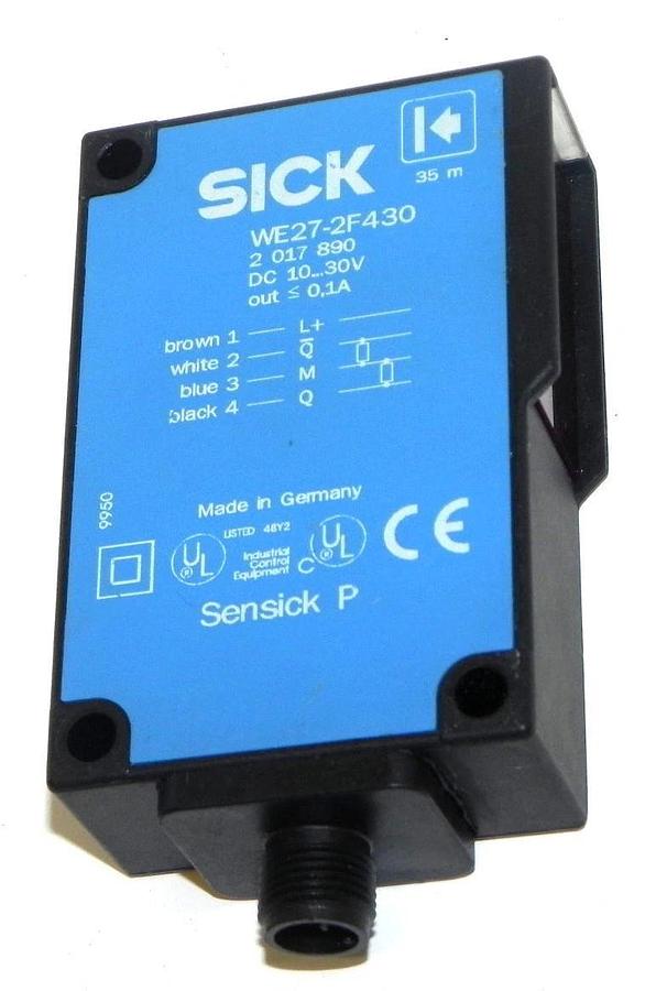 Used SICK OPTIC WE27-2F430 THROUGH-BEAM PHOTOELECTRIC SENSOR WE272F430, 2017890
