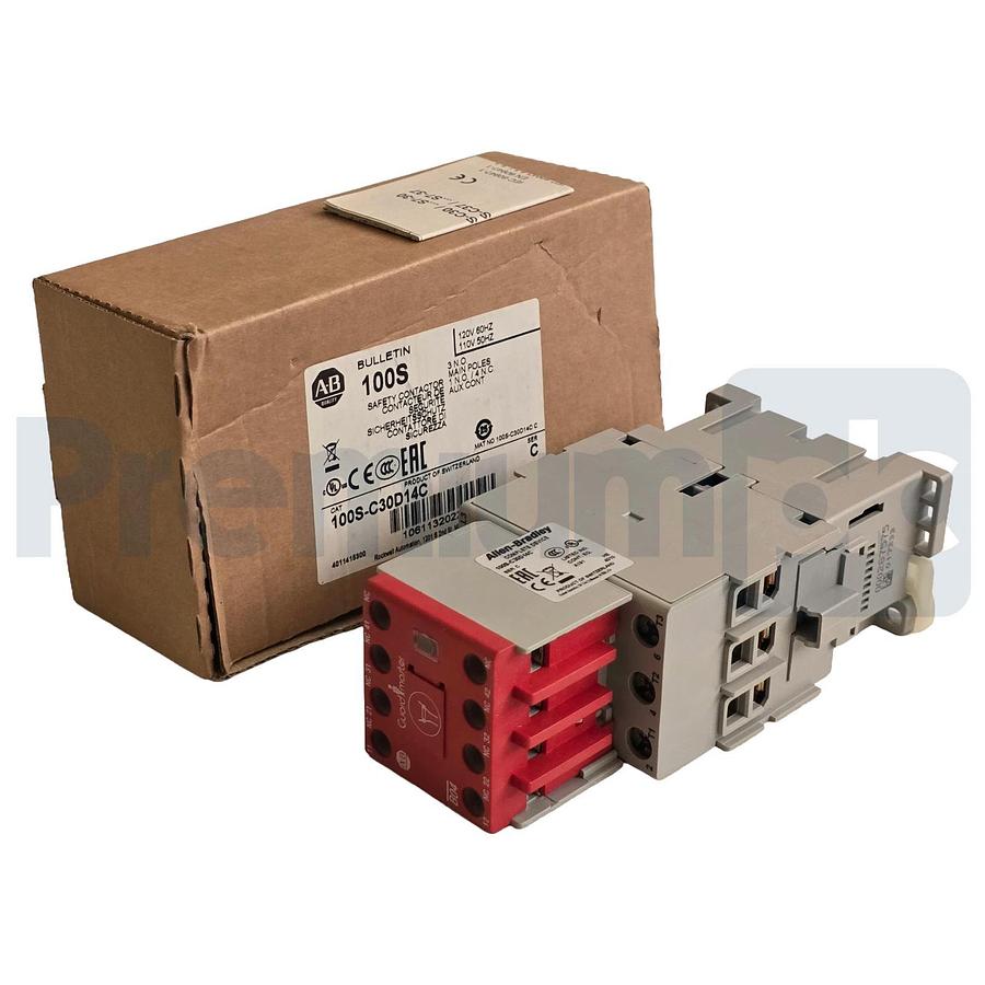 Allen-Bradley 100S-C30D14C /C Safety Contactor 30A 110/120V 3NO 1NO/4NC Aux NSMP