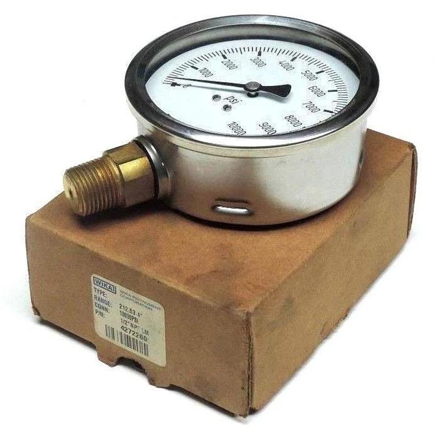 NEW WIKA 4272260 INDUSTRIAL GAUGE 212.53 4'', 1000PSI, 1/2 NPT LM