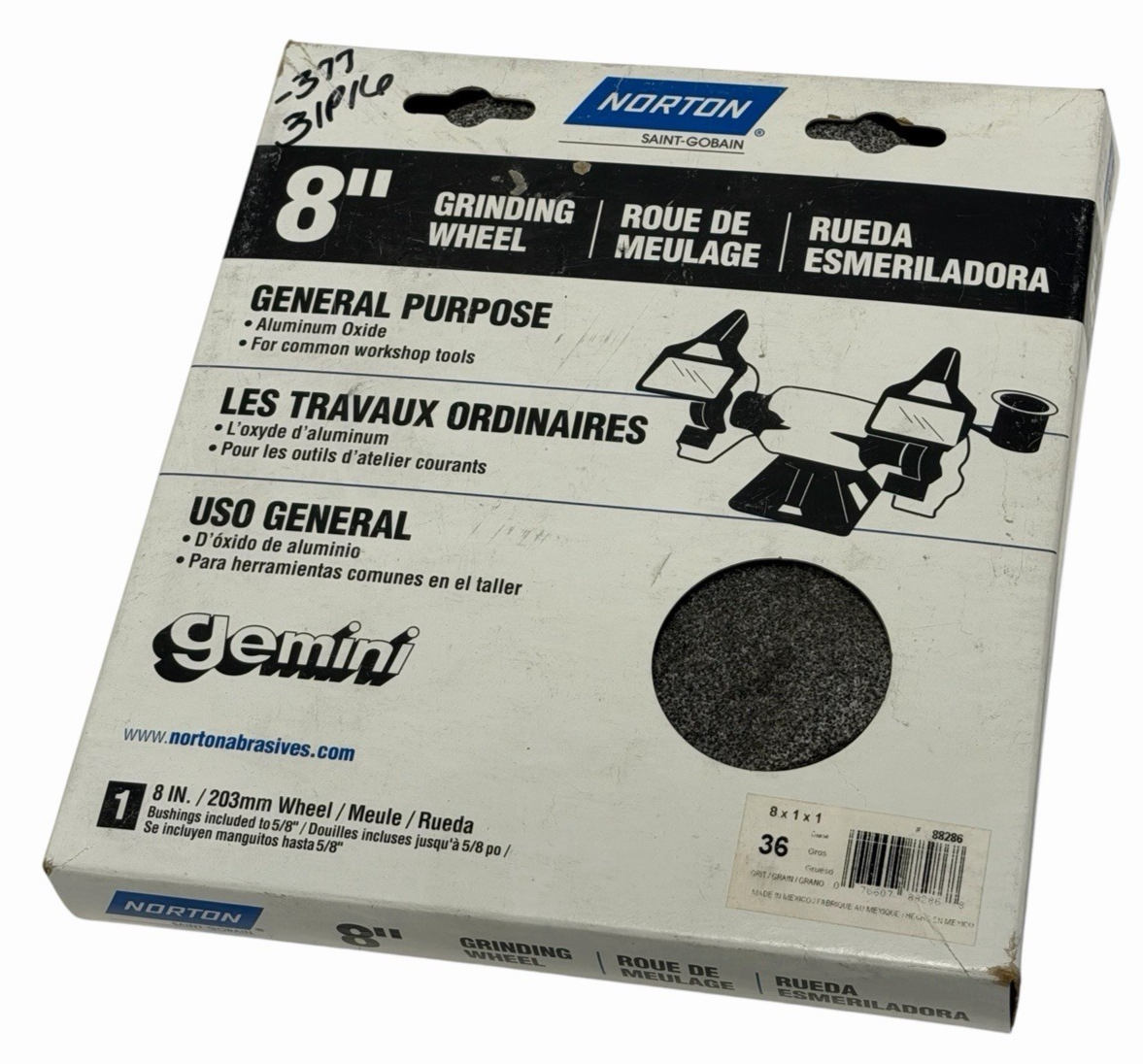 NEW NORTON 88286 GENERAL PURPOSE GRINDING WHEEL 36 GRIT 8X1X1