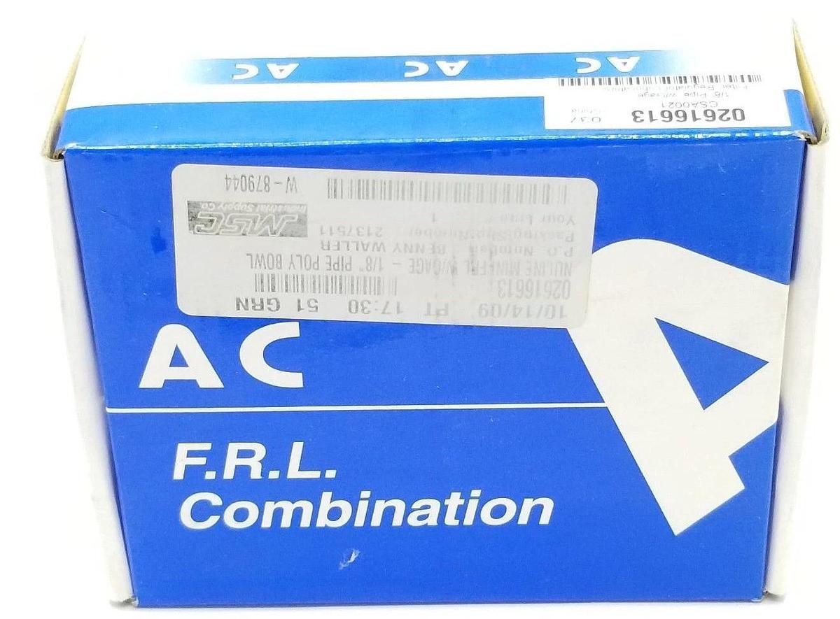 Used NIB NULINE AC-1500 MINI FILTER REGULATOR ASSEMBLY W/ GAGE - 1/8" PIPE POLY BOWL