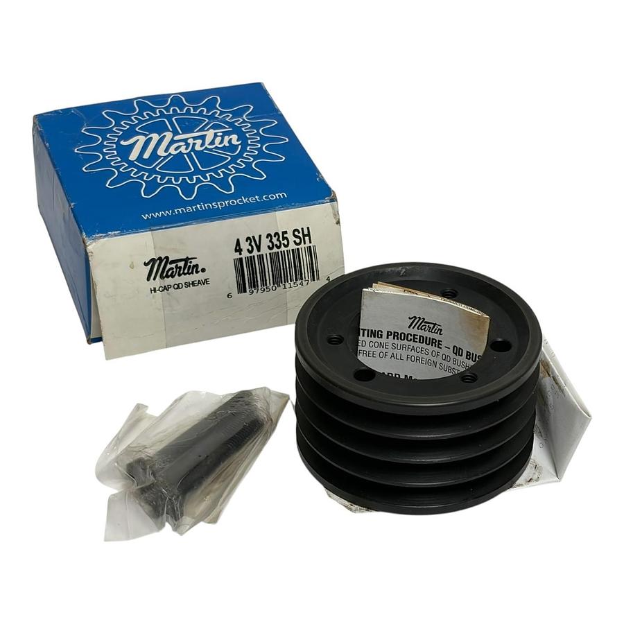 Used Martin 4 3V 335 SH Hi-Cap QD Sheave 4 Groove V-Belt Pulley New