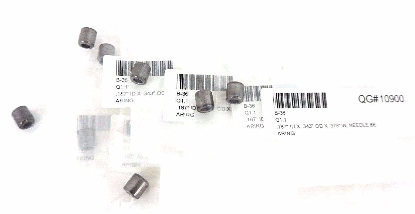 Used LOT OF 8 NEW B-36 NEEDLE BEARINGS .187"ID X .343"OD X .375"W