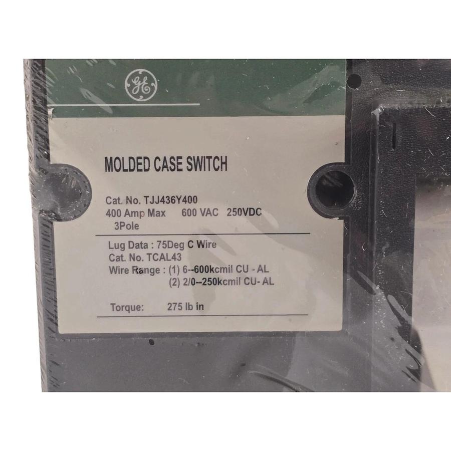 GE TJJ436Y400 400A 600V 3-Pole J600 Line Molded Case Circuit Breaker Switch NSNP