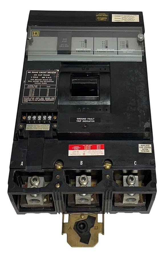 Used SQUARE D ME236G ME FRAME CIRCUIT BREAKER 225A FRAME 600VAC ME2-200 PLUG USNP