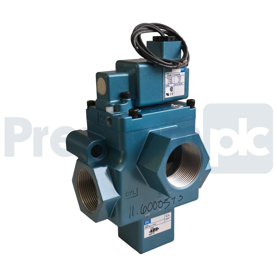 MAC Valve 58D-63-111CA 3/2-Way N/O Solenoid Valve 1-1/2" w/250B-111CAAA 110/120V