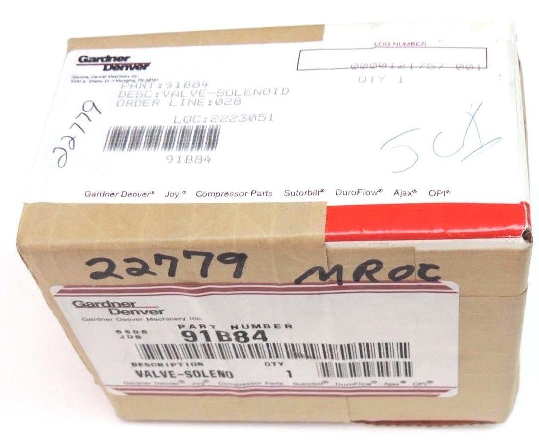 FACTORY SEALED GARDNER DENVER 91B84 SOLENOID VALVE