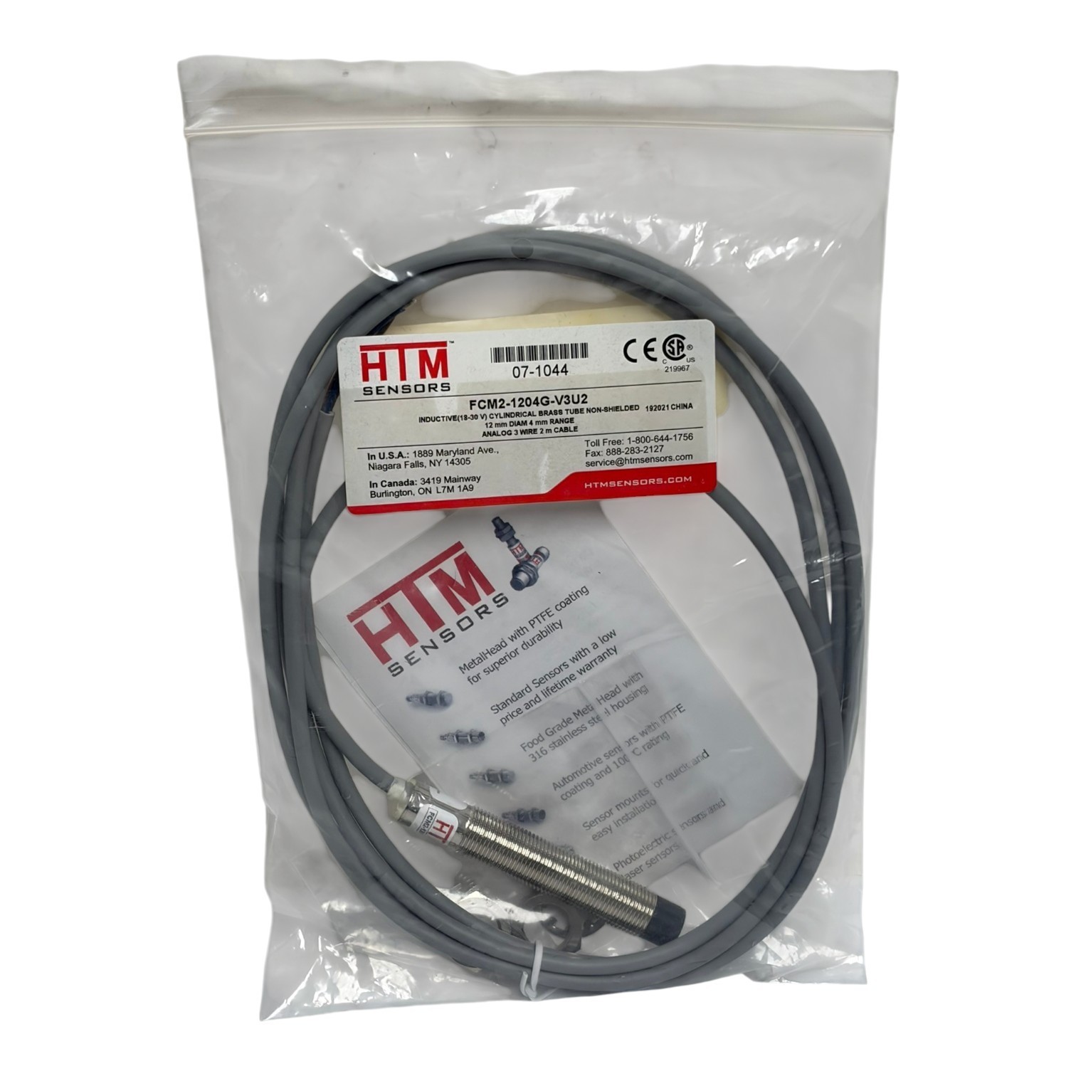 Used HTM Sensors FCM2-1204G-V3U2 Inductive Analog Proximity Sensor M12 New Surplus