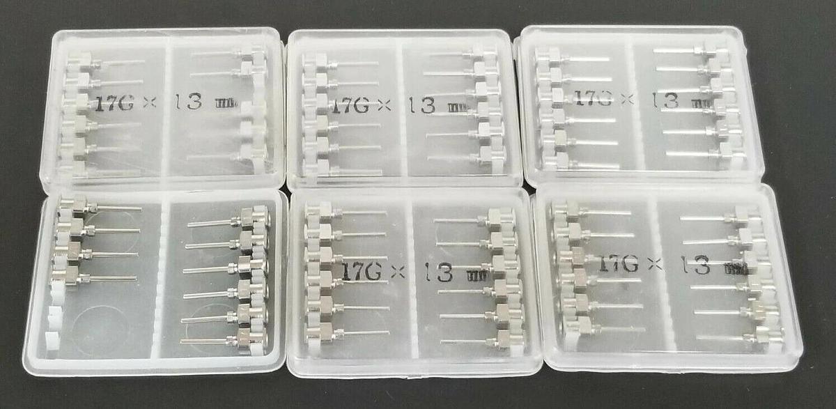 Used LOT OF 69 NEW 17Gx13MM DISPENSING NEEDLES 10G-30G 13MM TUBE LENGHT 25MM OAL