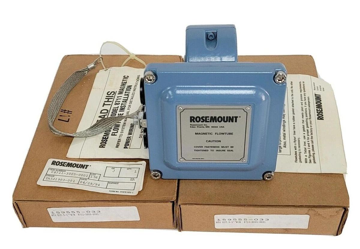 Used NIB ROSEMOUNT 8711RRE30FR1 MAGNETIC FLOWTUBE 285PSI 1.97MPA, 8711-3005-0001