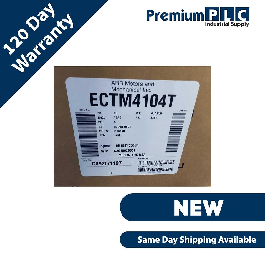 Used NEW ABB BALDOR ECTM4104T 30HP 230/460V SUPER E MOTOR 1760 RPM, 3 PH, 286T, 1056M