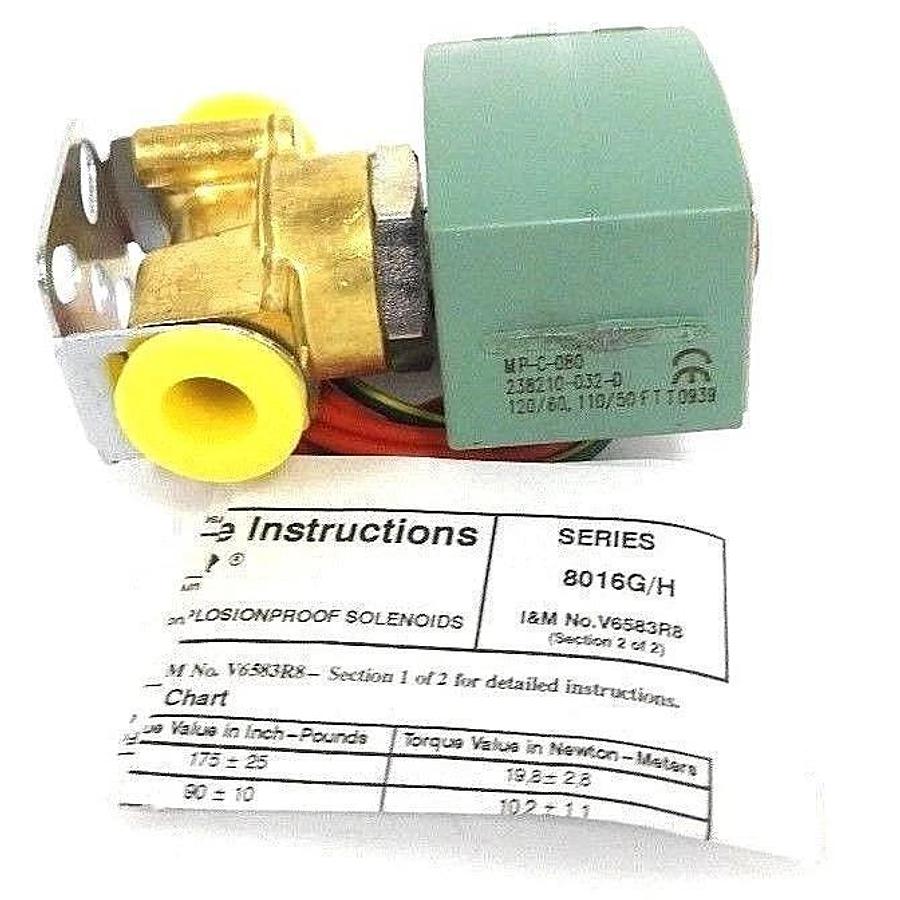 Used NIB ASCO 8262G090VM SOLENOID VALVE 120/60 - 110/50, 1/4 PIPE, MP-C-080