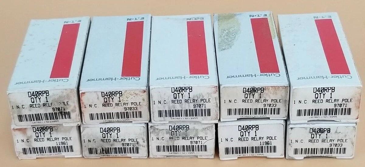 Used LOT OF 10 NIB EATON CUTLER HAMMER D40RPB REED RELAYS 1 N.C.