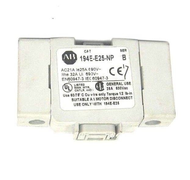 Used ALLEN BRADLEY 194E-E25-NP AUXILIARY CONTACT SER. B, 194EE25NP