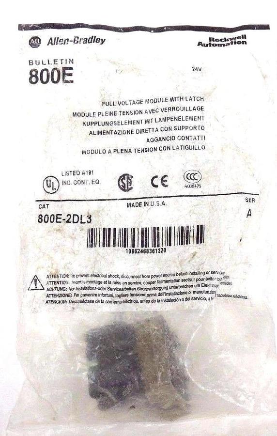 Used NEW ALLEN BRADLEY 800E-2DL3 FULL VOLTAGE MODULE W/ LATCH 800E2DL3, SER. A