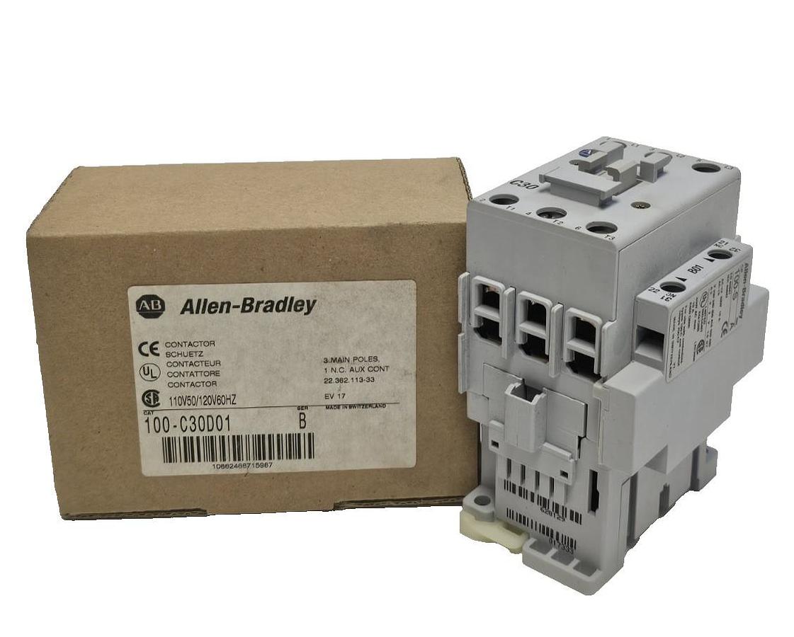 Used NIB ALLEN BRADLEY 100-C30D01 CONTACTOR 100C30D01 110V50/120V60HZ SER. B NSFP