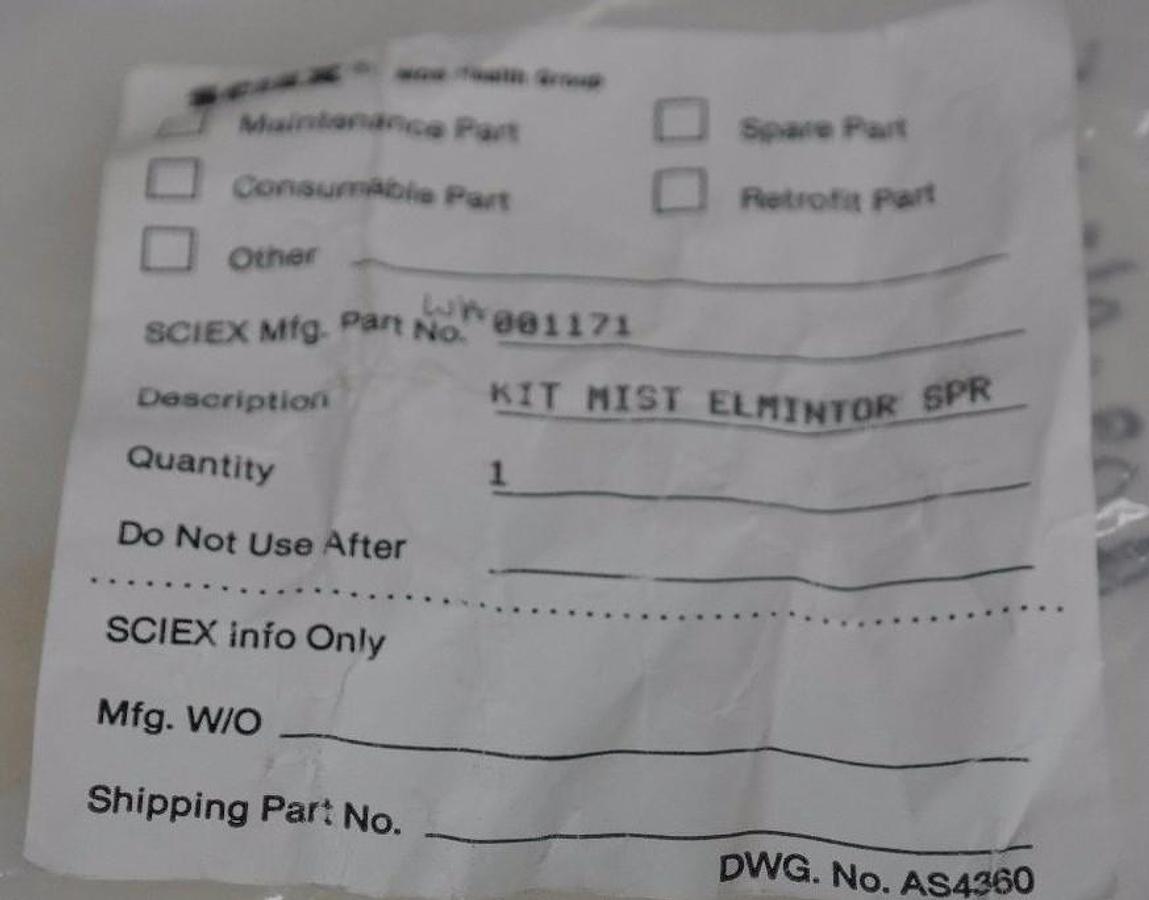 Used NEW MDX SCIEX O-RINGS FOR 001171 MIST ELIMINATOR SPR KIT 000365 000317 000362