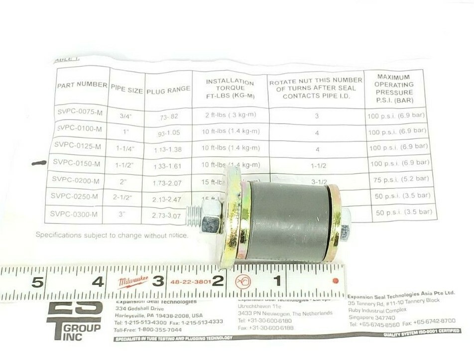 Used NIB EXPANSION SEAL TECH SVPC-0150-M VIBRA-PROOF CONDENSER PLUG, 010405, 1-1/2"