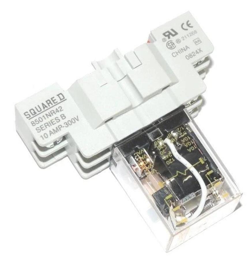 Used SQUARE D 8501NR42 SER B RELAY SOCKET WITH SQUARE D 8501RSD4V53 SER C RELAY