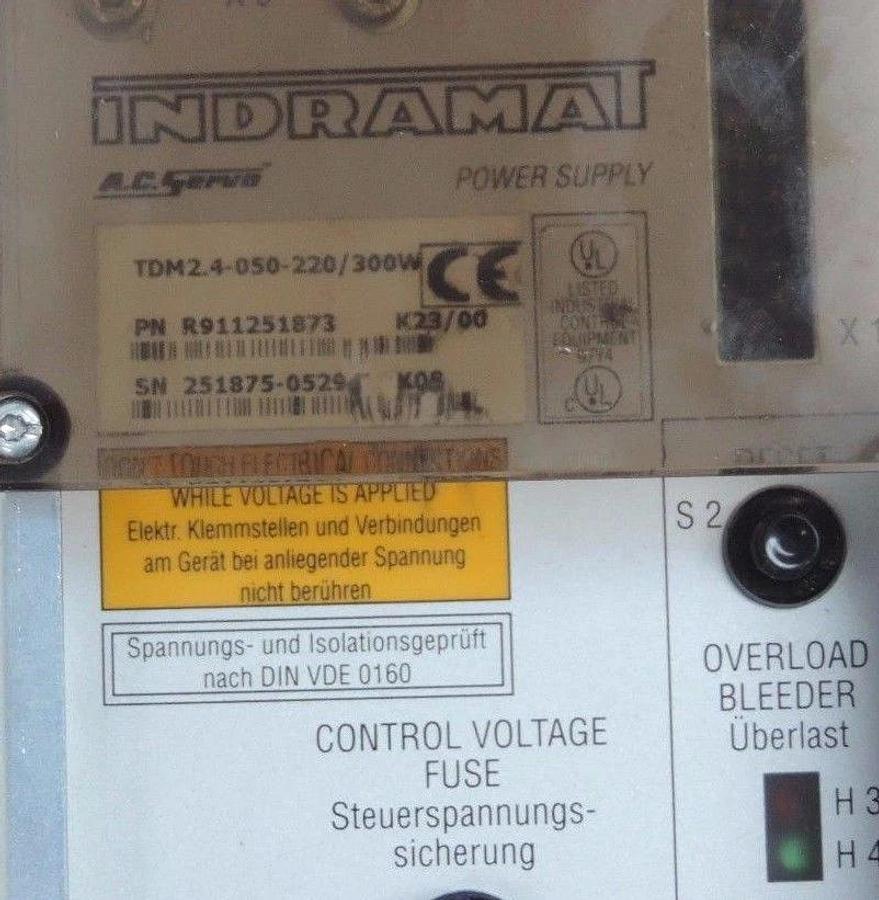 Refurbished REP. INDRAMAT TDM2.4-050-220/300W SERVO POWER SUPPLY MODULE P/N R911251873