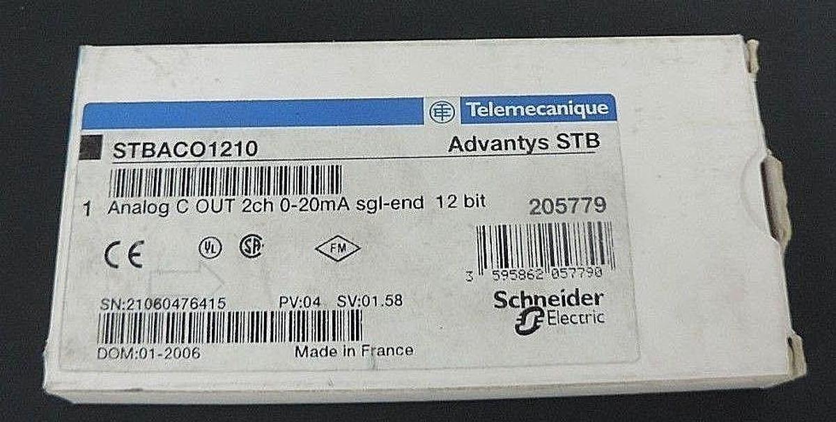 Used NIB TELEMECANIQUE STBACO1210 ANALOG C OUT 2CH 0-20MA SGL-END 12BIT ADVANTYS