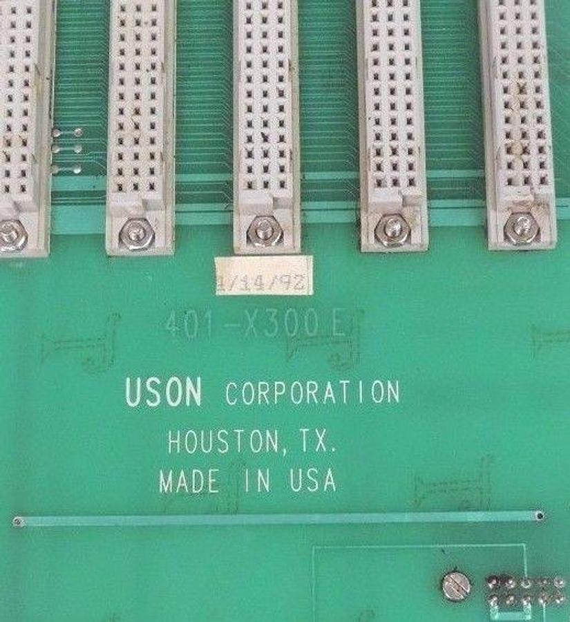 Used USON CORP. 401-X300E BACKPLANE BOARD, 401X300E, 401-X300 E (FOR PARTS)