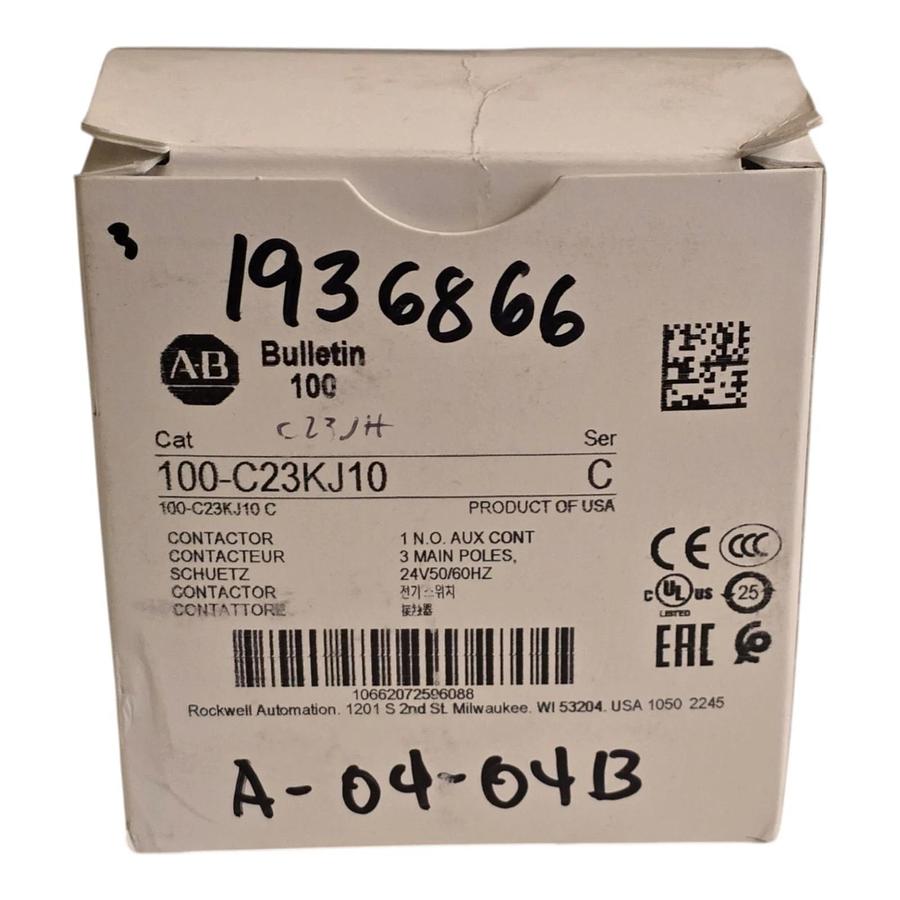 Allen-Bradley 100-C23KJ10 /C 100-C IEC Contactor 3-P 23A, 1 N.O. Coil 24VAC NSMP