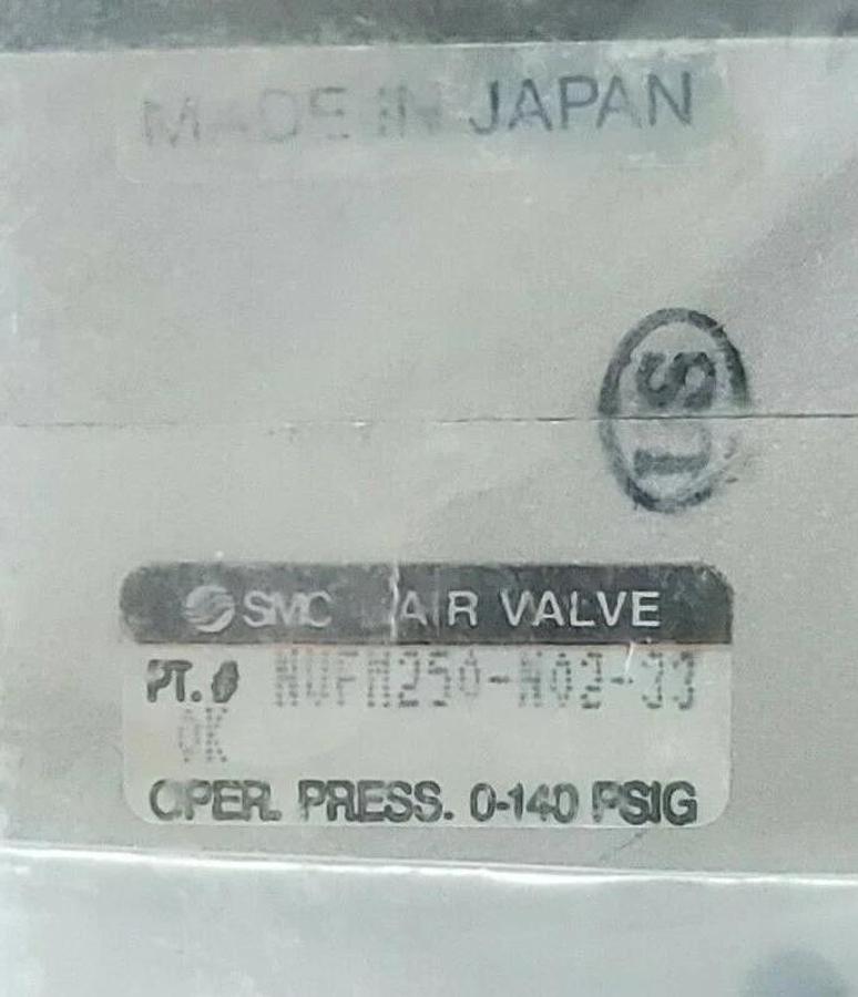 Used NIB SMC NVFM250-N02-33 MECHANICAL OPERATED VALVE NVFM250N0233, 0-140 PSIG