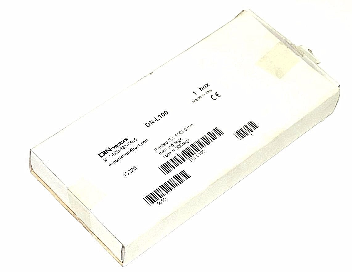 NIB AUTOMATION DIRECT DINENECTORS DN-L100 PRINTED MARKING TAGS X500 (51-100) 6MM