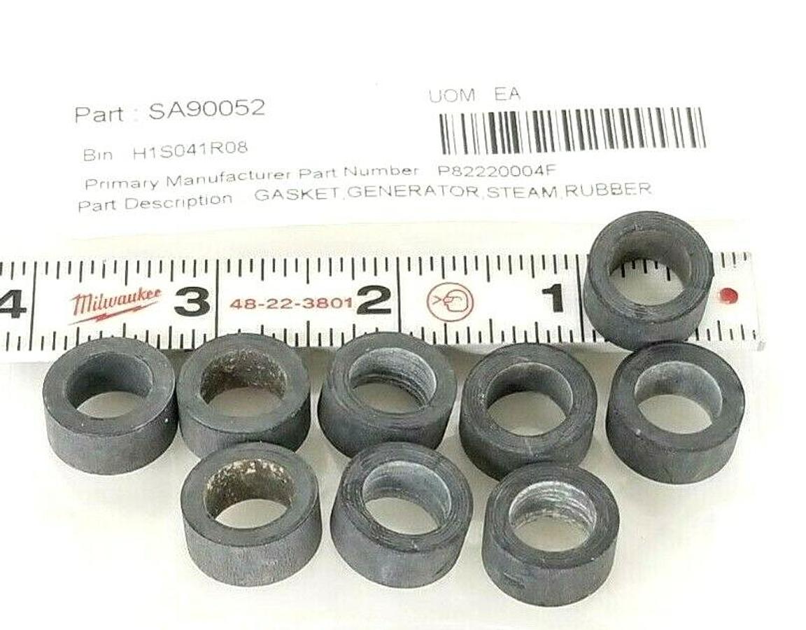 Used LOT OF 9 NEW GENERIC P82220004F RUBBER STEAM GASKETS SA90052 1/2'' IN. ID