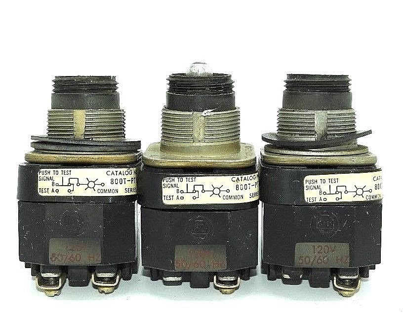 Used LOT OF 3 ALLEN BRADLEY 800T-PT16 PILOT LIGHT PUSH BUTTONS SER. N