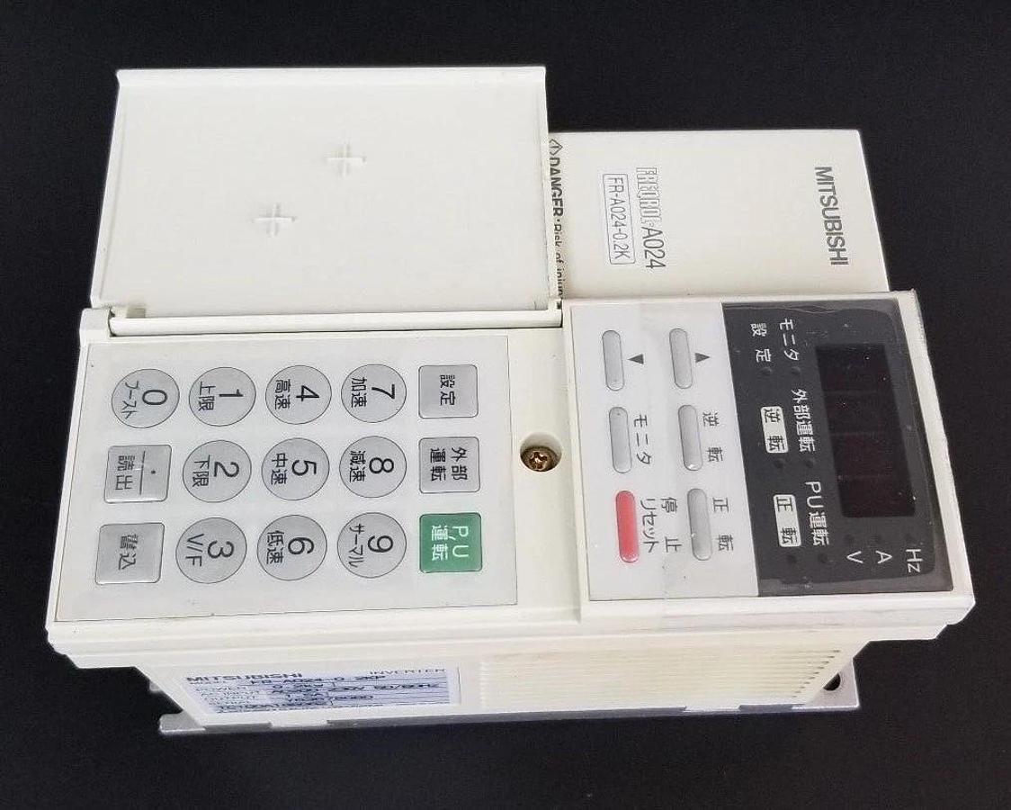 Used MITSUBISHI FR-A024-0.2KP INVERTER AC200-230V 50/60HZ, 0.2KW, W/ FR-PU03 UNIT
