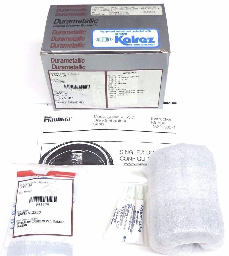 Used NIB DURAMETALLIC 3549602 HEAD, SEAL 1.5'' DBL DRY DTW DURA VRA-C K