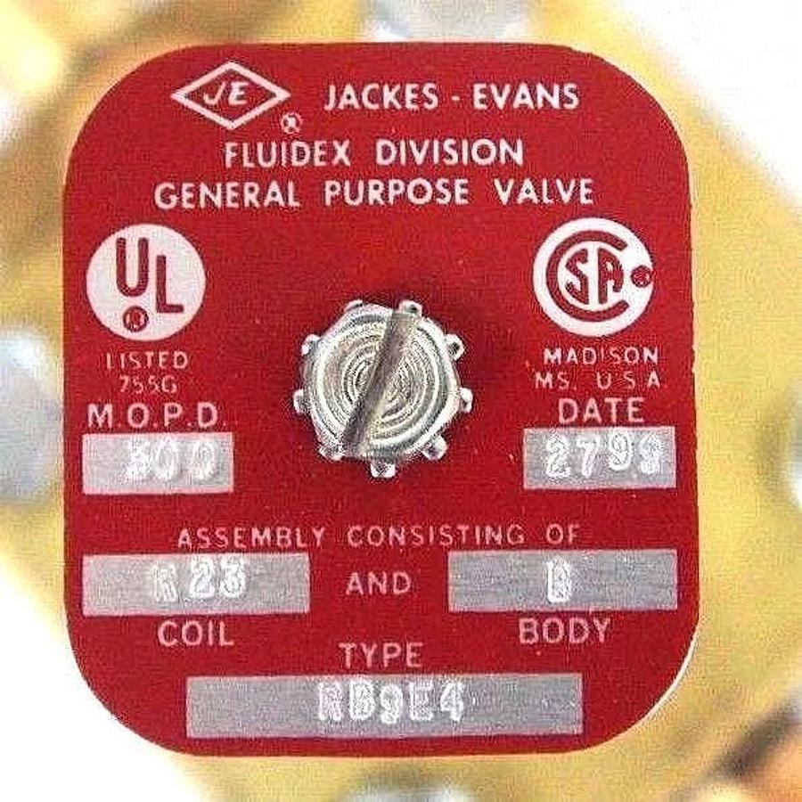 NIB PARKER JACKES-EVANS RB9E4 NORMALLY CLOSED SOLENOID VALVE 1/2" ODF, 300 MOPD