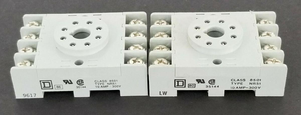 Used LOT OF 2 NEW SQUARE D 8501-NR51 RELAY SOCKETS 8501NR51, SER. A