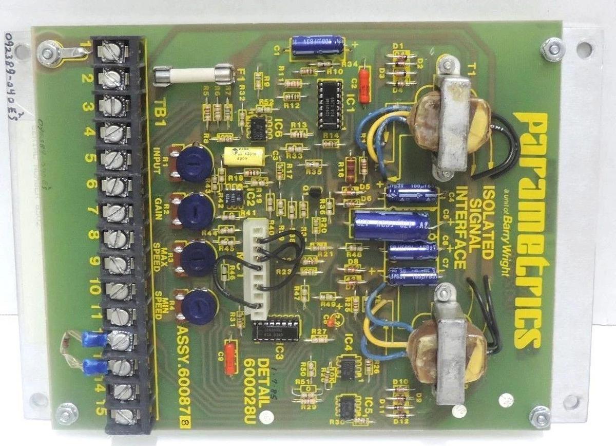Used PARAMETRIS BARRY WRIGHT ASSY. 600878 ISOLATED SIGNAL INTERFACE BOARD 680121
