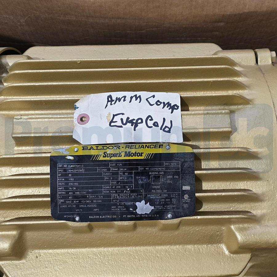 Used Baldor Evapco EJMM4104T-G Evapcold Compressor Motor TEFC 230/460V 30HP 10-397P