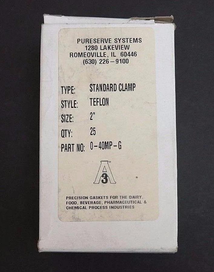Used NIB PURESERVE SYSTEMS 0-40MP-G TEFLON GASKET 040MPG 2" (QTY. 25)