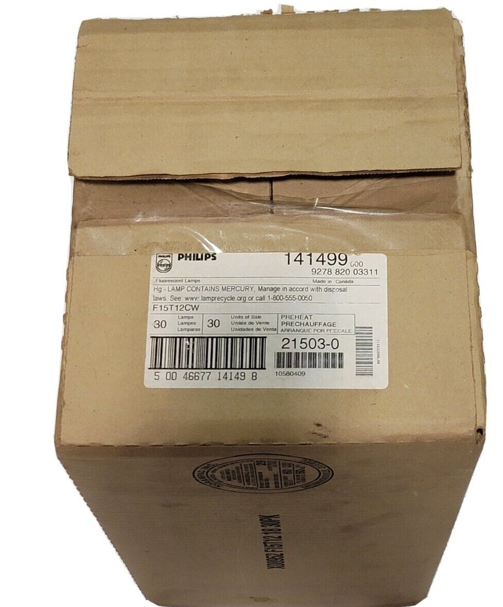 Used 29 NEW PHILIPS F15T12CW FLUORESCENT LIGHT BULBS COOL WHITE
