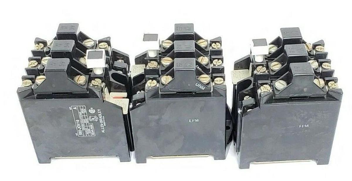 Used LOT OF 3 ALLEN-BRADLEY 592-JOV16 SER. A OVERLOAD RELAYS 3POLE, 120-600VAC