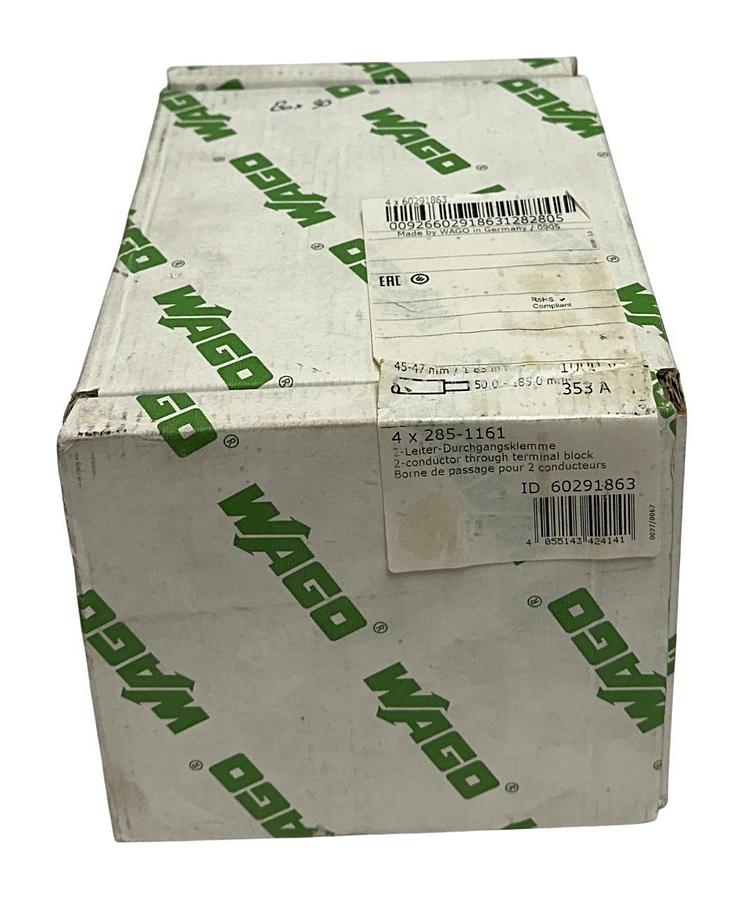 4 WAGO 285-1161 / 60291863 2-CONDUCTOR THROUGH TERMINAL BLOCKS 50-185mm NSMP