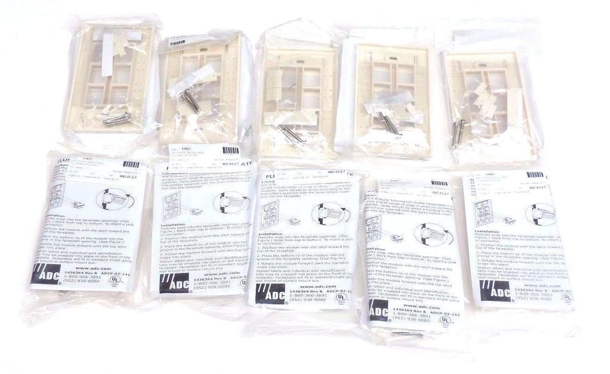 Used LOT OF 10 ADC FACEPLATE SINGLE GANG FLUSHMOUNT 6-PORT 1436364 REV. B ADCP-92-142